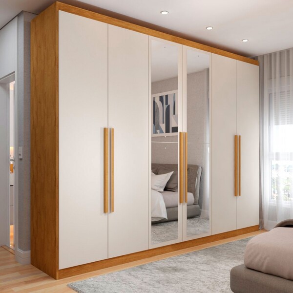 Guarda-roupa Casal  Madalena 6 Portas 4 Gavetas 100% Mdf Com