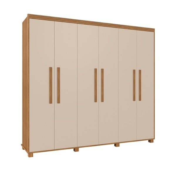 Guarda Roupa Casal Madri 100% Mdf Pés Madeira Camas Fênix Ci