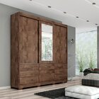 Guarda-roupa Casal  Mdf 3 Portas De Correr Espelho 7 Gavetas