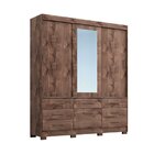 Guarda-roupa Casal  Mdf 3 Portas De Correr Espelho 7 Gavetas