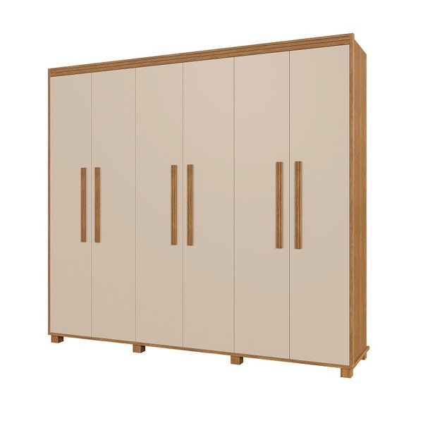 Guarda Roupa Casal  Viena 100% Mdf Pés Madeira Camas Fênix Ci