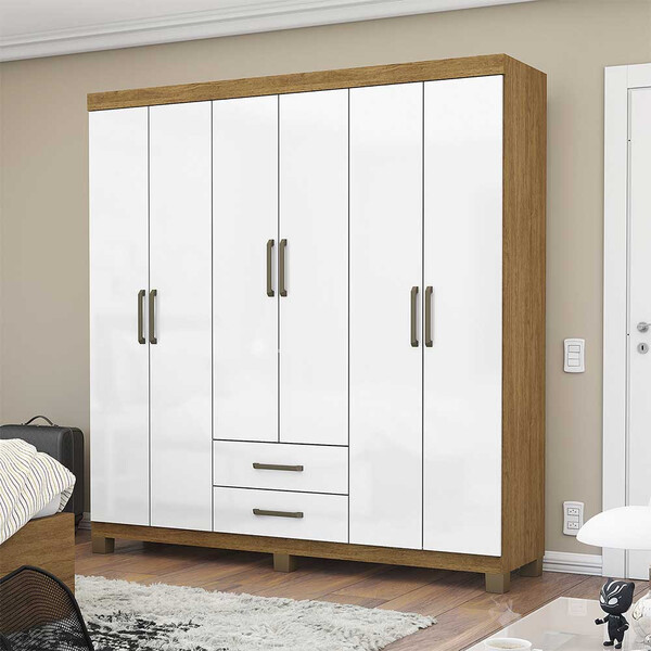 Guarda Roupa Casal A22 6 Portas 2 Gavetas Carioca Móveis