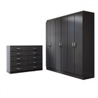 Guarda-roupa Casal Aiden 6 Portas 2 Gavetas Com Cômoda 10 Gav