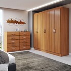 Guarda-roupa Casal Aiden 6 Portas 2 Gavetas Com Cômoda 10 Gav