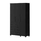 Guarda-roupa Casal Allen 3 Portas 4 Gavetas Preto