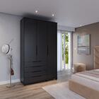 Guarda-roupa Casal Allen 3 Portas 4 Gavetas Preto