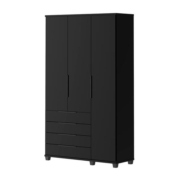 Guarda-roupa Casal Allen 3 Portas 4 Gavetas Preto
