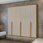 Guarda-roupa Casal Alonzo 6 Portas 4 Gavetas Amêndoa Clean/of