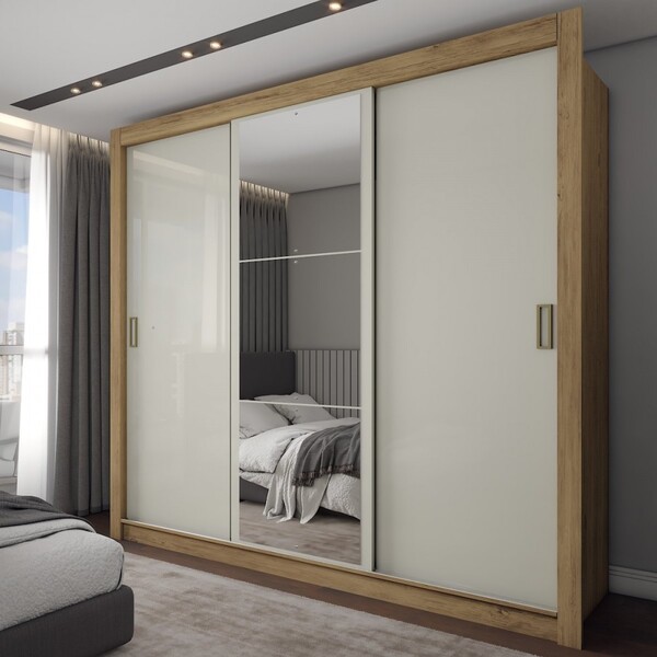 Guarda Roupa Casal Alvorada 3 Portas 4 Gavetas Com Espelho Fl