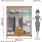 Guarda-roupa Casal Ambar 6 Portas 2 Gavetas Carvalho Grife /