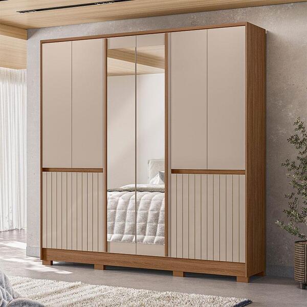 Guarda Roupa Casal Ambiente Alasca 10 Portas Carvalho Fendi C