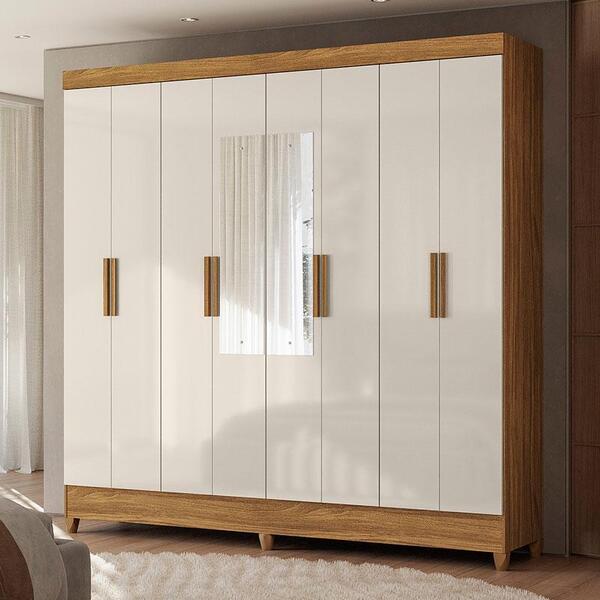 Guarda Roupa Casal Ambiente Marajó 8 Portas Freijó Off White Com