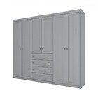 Guarda-roupa Casal Americano 6 Portas 4 Gavetas Cinza - Henn