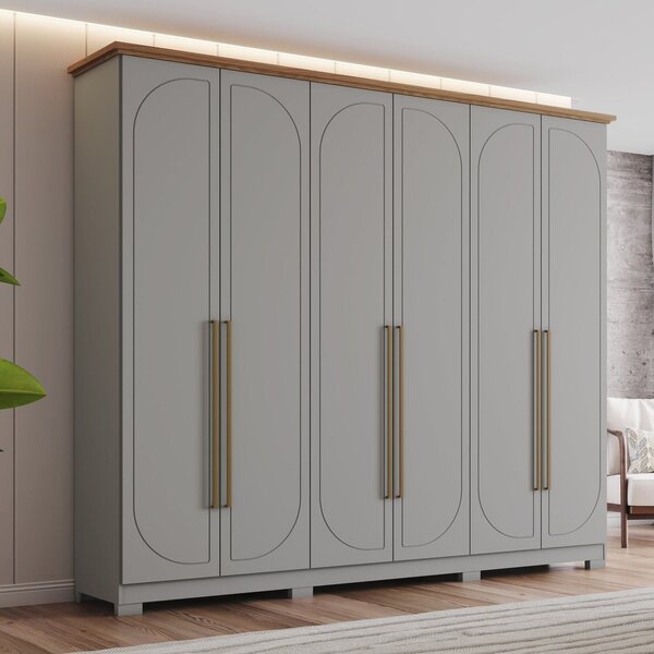 Guarda Roupa Casal Americano 6 Portas Com Amortecimento 6 Gav