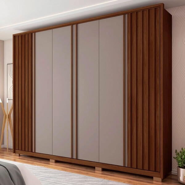 Guarda-roupa Casal Apollo 6 Portas 6 Gavetas Fendi/havana - C