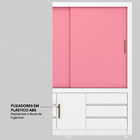 Guarda-roupa Casal Arbo Flex 3 Pt 6 Gv Branco E Rosa