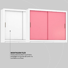Guarda-roupa Casal Arbo Flex 3 Pt 6 Gv Branco E Rosa