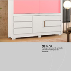 Guarda-roupa Casal Arbo Flex 3 Pt 6 Gv Branco E Rosa