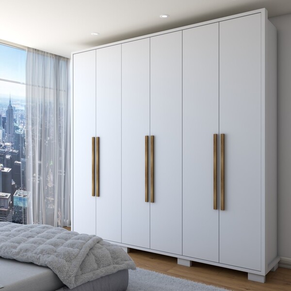 Guarda-roupa Casal Arezzo 6 Portas 3 Gavetas Branco - Panoram