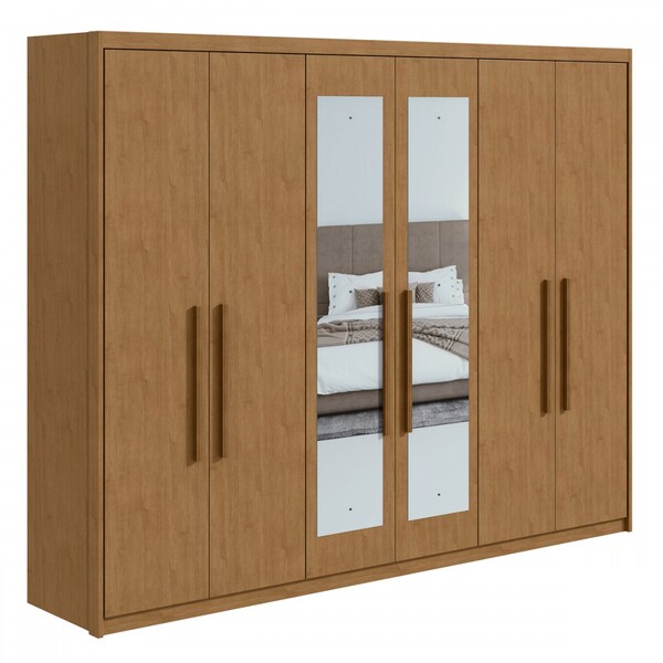 Guarda-roupa Casal Áries 6 Portas 5 Gavetas Com Espelho 59621.59