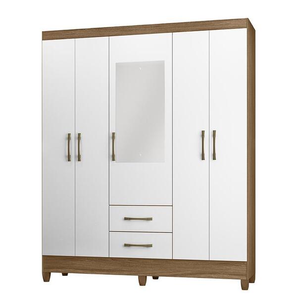 Guarda Roupa Casal Assis 5 Portas E 2 Gavetas Com Espelho - P