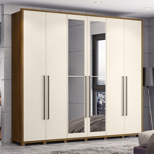 Guarda-roupa Casal Atalaia 6 Portas 6 Gavetas Com Espelho Nat
