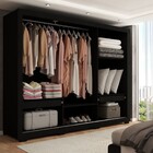 Guarda-roupa Casal Atenas 3 Portas 2 Gavetas Com Espelho Pret