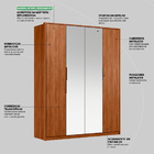 Guarda Roupa Casal Attore 4 Portas Com 2 Espelhos - Demartêz