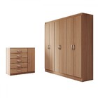 Guarda-roupa Casal Aurora 6 Portas 2 Gavetas Com Cômoda 1 Por