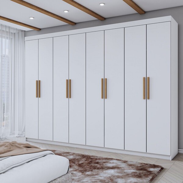 Guarda-roupa Casal Aurora 8 Portas 4 Gavetas Branco Neve - Pa