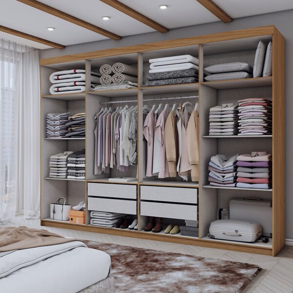 Guarda-roupa Casal Aurora 8 Portas 4 Gavetas Marrocos/off White
