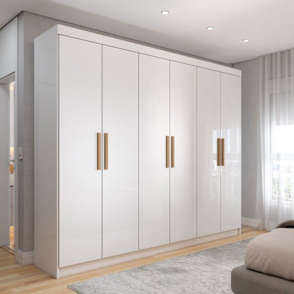 Guarda-roupa Casal Aurora Radiante 6 Portas 2 Gavetas Branco