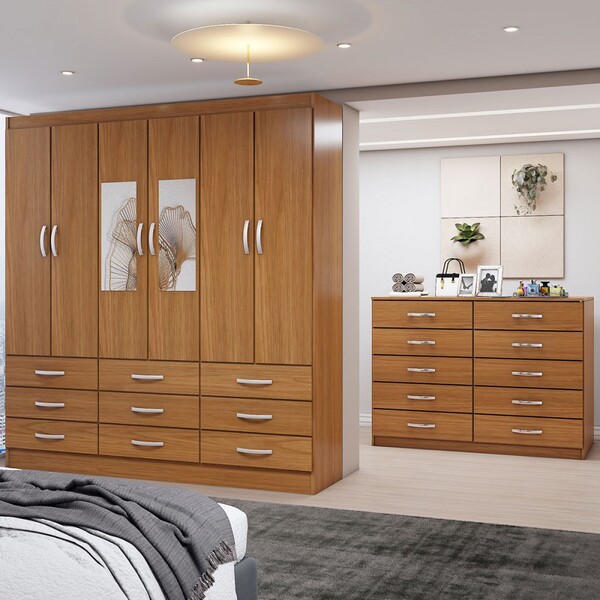 Guarda-roupa Casal Ava 6 Portas 9 Gavetas E Espelho Com Cômod