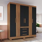 Guarda-roupa Casal B375 4 Portas 3 Gavetas Ripado Nature/pret
