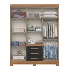 Guarda-roupa Casal B375 4 Portas 3 Gavetas Ripado Nature/pret