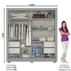 Guarda Roupa Casal B93 Ripado 2 Portas Deslizantes Com Espelh