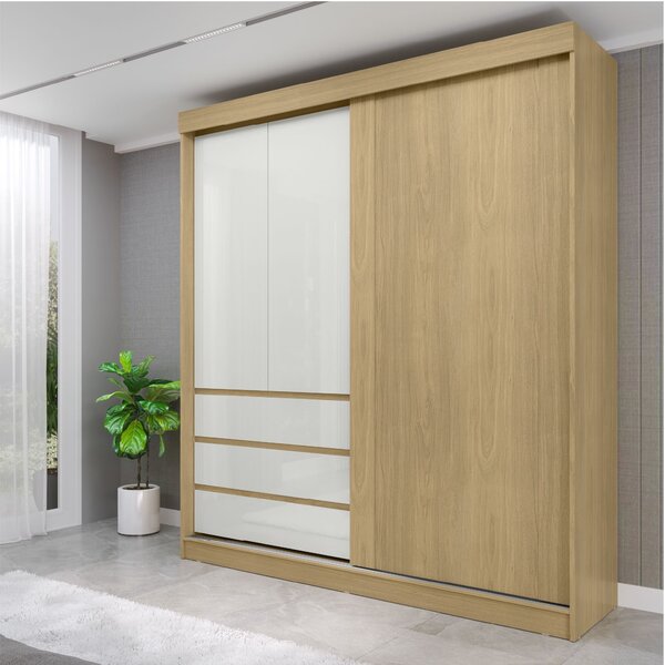 Guarda-roupa Casal Bagda 100% Mdf 3 Portas 3 Gavetas Castanho