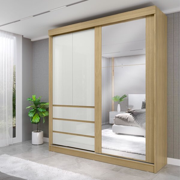 Guarda-roupa Casal Bagda 100% Mdf 3 Portas 3 Gavetas Com Espe