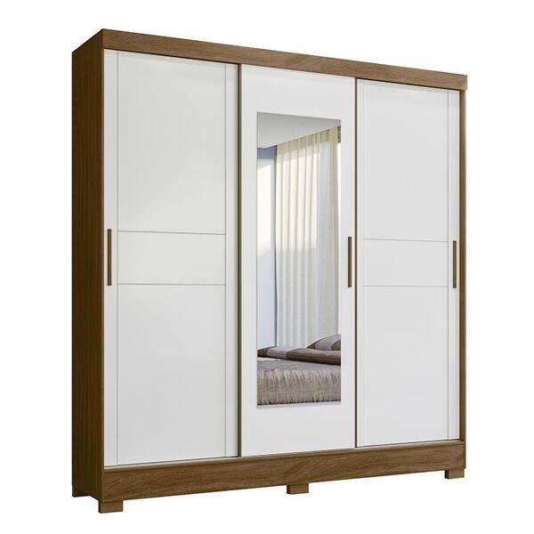 Guarda Roupa Casal Bahamas 3 Portas De Correr Com Espelho - P