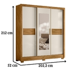 Guarda Roupa Casal Bahamas Espelho 3 Portas De Correr Freijó