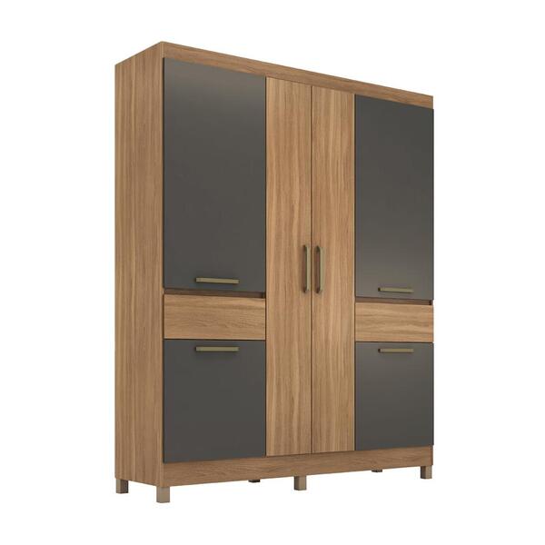 Guarda-roupa Casal Barão 6 Portas 2 Gavetas Amendola E Grafite