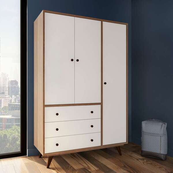 Guarda-roupa Casal Barbacena 3 Pt 3 Gv Rustik Carvalho E Bran