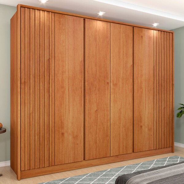 Guarda-roupa Casal Barcelona 6 Portas 6 Gavetas Ripado Cinamo
