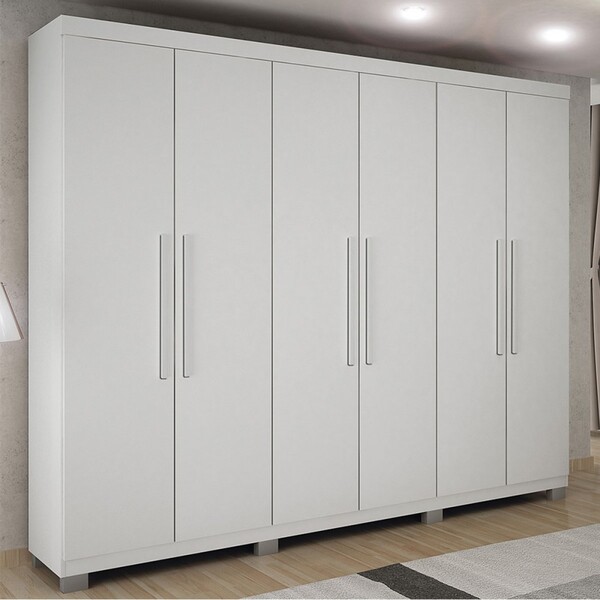 Guarda-roupa Casal Bari 6 Portas 4 Gavetas Branco - Panorama