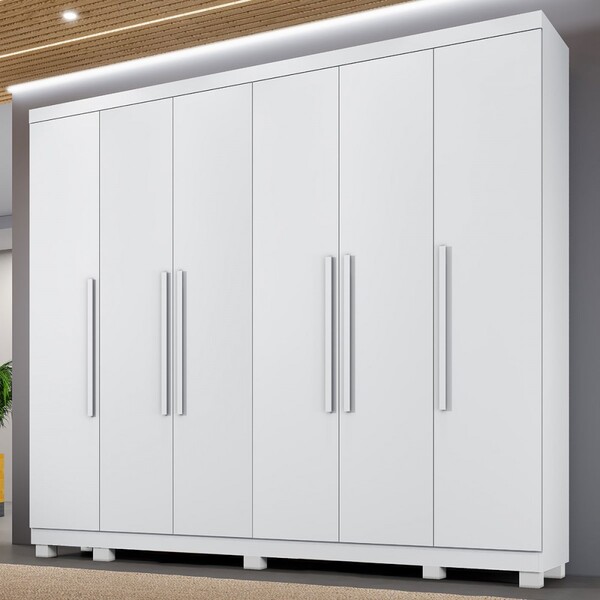 Guarda-roupa Casal Bari 6 Portas 6 Gavetas Branco - Panorama