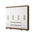 Guarda Roupa Casal Belem 8 Portas 4 Gavetas Naturale Branco