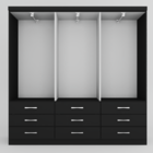 Guarda-roupa Casal Bergamo 6 Portas 9 Gavetas Preto - Evidenc