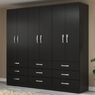 Guarda-roupa Casal Bergamo 6 Portas 9 Gavetas Preto - Evidenc