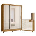 Guarda Roupa Casal Bolívia E Cômoda Lisboa Freijó Off White –