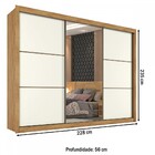 Guarda-roupa Casal Braga 3 Portas 6 Gavetas Amêndoa/off White